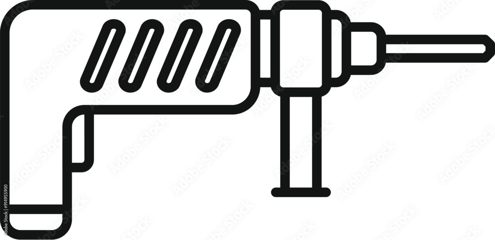Simple line art illustration of a hammer drill, commonly used in construction and diy projects for drilling into hard materials Simple line art illustration of a hammer drill, commonly used in construction and diy projects for drilling into hard materials