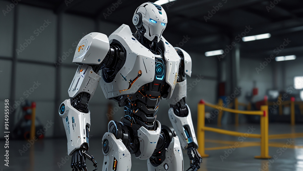 Portrait of a robot with glowing eyes Portrait of a robot with glowing eyes