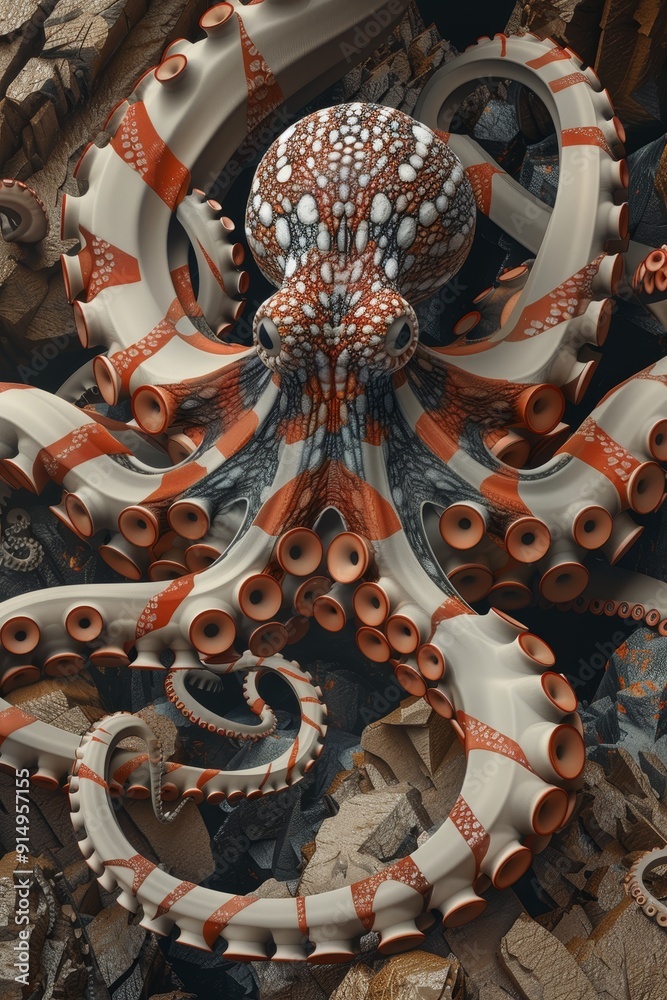 custom made wallpaper toronto digitalOctopus Tentacles Wrapped in Stone