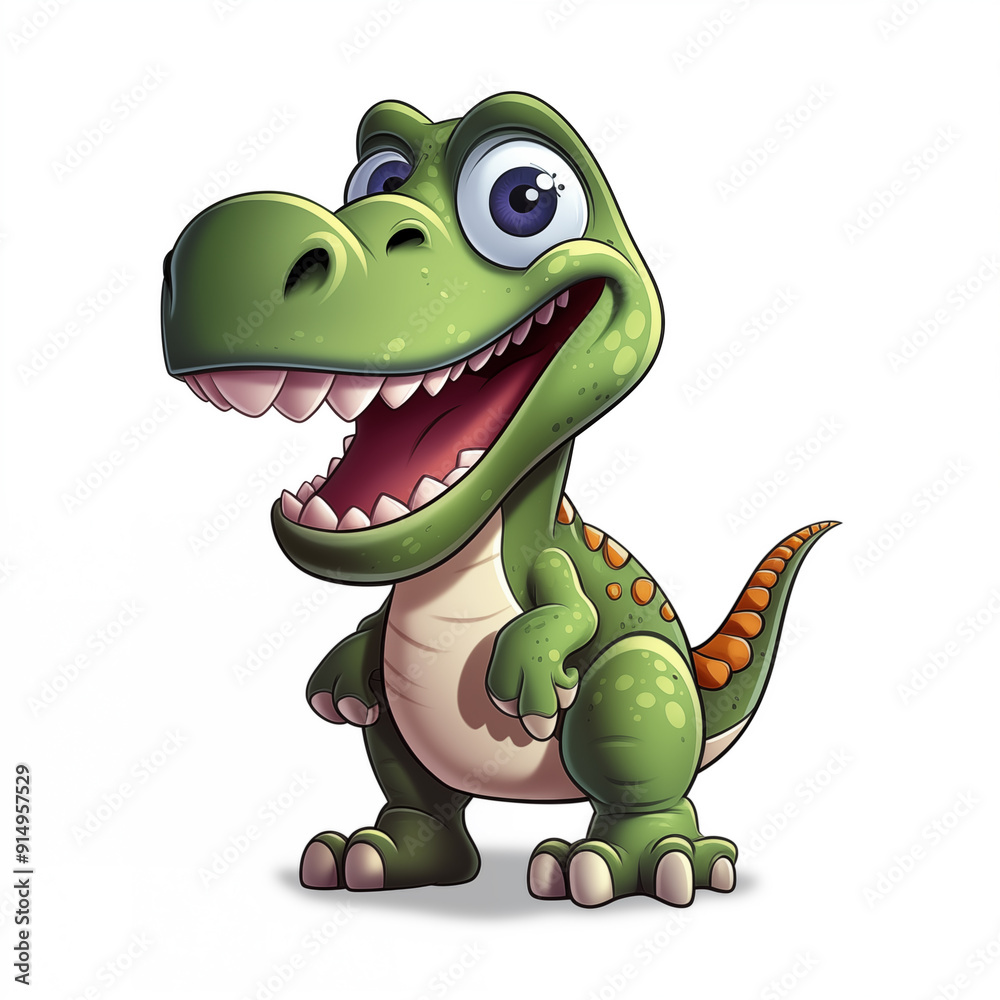 Obraz premium Funny happy dinosaur cartoon character