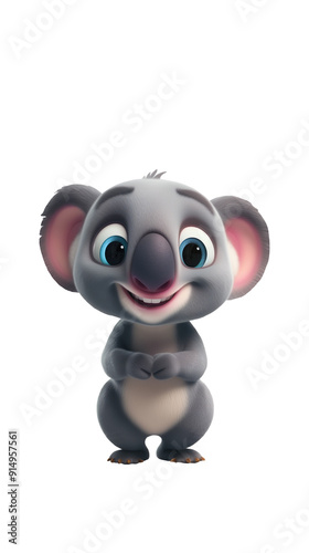 Adorable sweet happy koala animal on white background
