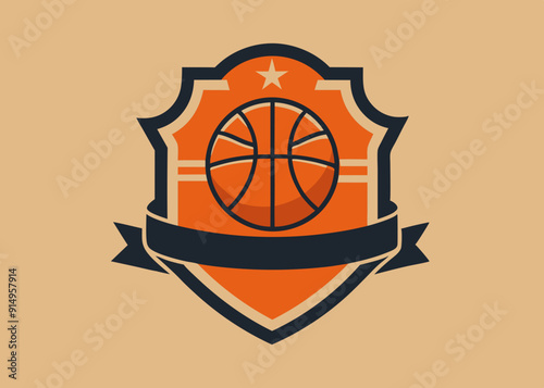 Classic Basketball Logo Design Featuring Retro Vintage Elements.