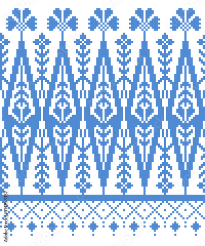 Abstract art for background, print, fabric, handmade, embroidery, Pixel pattern, seamless Geometric ethnic oriental, carpet, wallpaper, clothing, wrapping, Batik, fabric, and illustration embroidery.