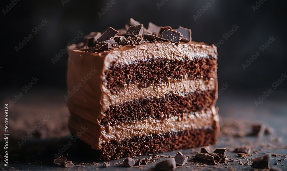 A Slice of Chocolate Cake with Chocolate Shavings A Slice of Chocolate Cake with Chocolate Shavings