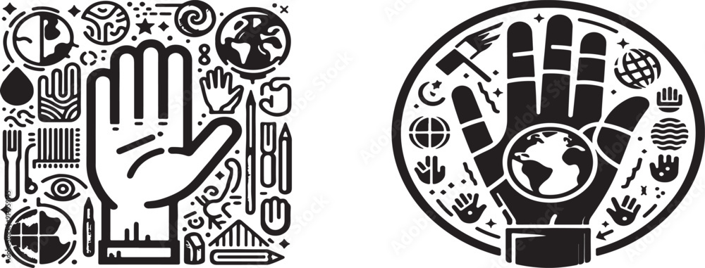 International Left-Handers Day icon silhouette vector style with white background