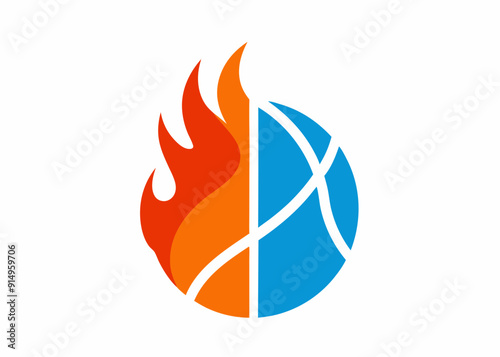 Dynamic Basketball Logo: Emphasize Half the Ball