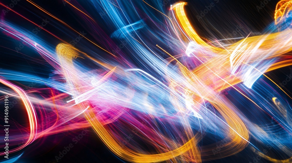 Abstract lattice patterns created by light trails, featuring organic shapes and a vibrant, energetic feel Abstract lattice patterns created by light trails, featuring organic shapes and a vibrant, energetic feel