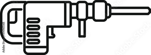 Line drawing of a heavy duty electric or pneumatic demolition jackhammer for construction and building