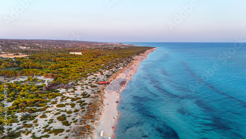 Fototapeta Naklejka Na Ścianę i Meble -  Torre San Giovanni is renowned for its long white beaches of incredible beauty and quality combined with a particularly light blue and transparent sea with shallow waters for very long stretches