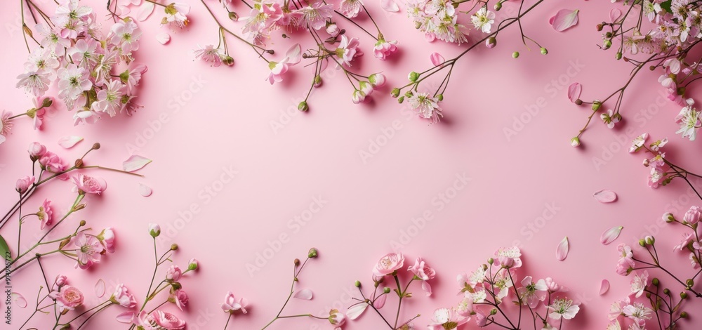 Fototapeta premium Pink Flowers on a Pink Background