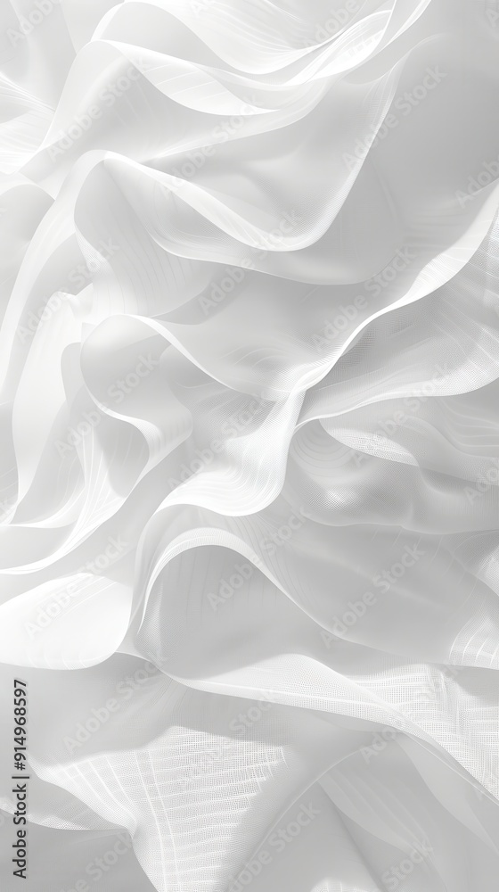 Obraz premium Flowing layers of soft white fabric catch natural light, creating a delicate ambiance indoors
