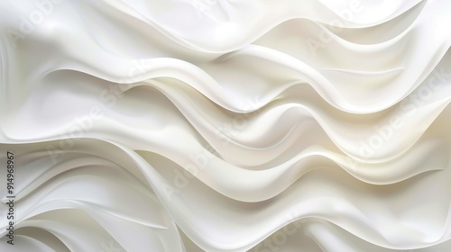 Delicate white fabric cascades in soft waves, creating a tranquil and elegant ambiance