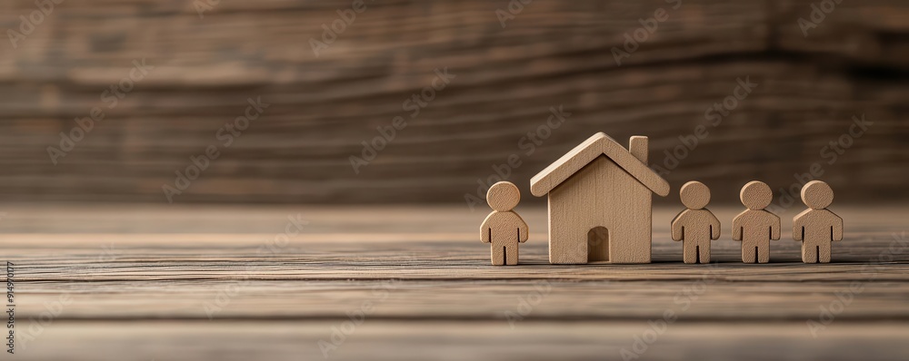 Obraz premium Checklist document with a family photo, checklist, home loan for new home
