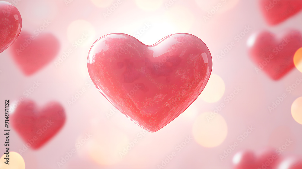 A floating glossy heart on a soft pink background, symbolizing love and romance. A floating glossy heart on a soft pink background, symbolizing love and romance.