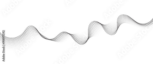 Flowing Dot Wave halftone gradient pattern on transparent background