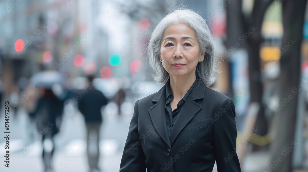 街中を自信を持って歩く美しい日本人ビジネスウーマン 街中を自信を持って歩く美しい日本人ビジネスウーマン