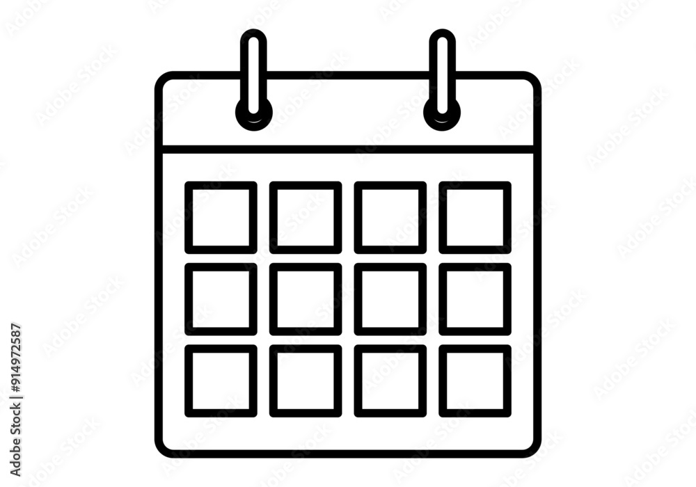 Icono negro de calendario en fondo blanco Icono negro de calendario en fondo blanco