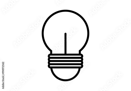 Icono negro de bombilla de lámpara en fondo blanco
