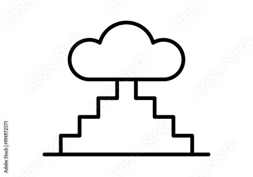Icono negro de escaleras subiendo hacia las nubes