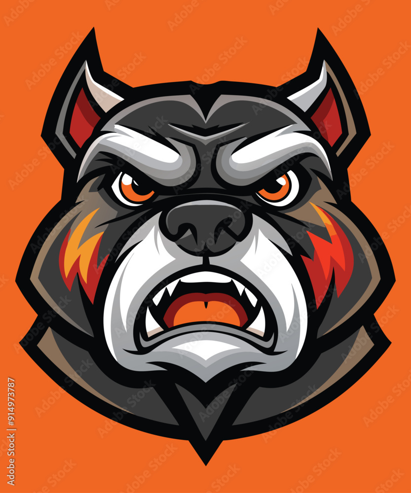 Obraz premium brave animal bulldog head face mascot design vector illustration, logo template isolated