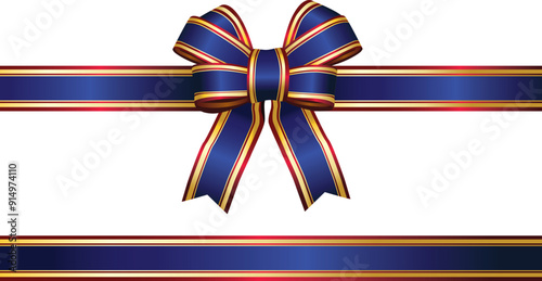 Blue Christmas bow with gold trim