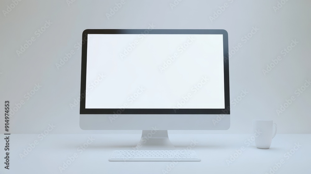 Sleek minimalist white computer desk arrangement for a clean and organized workspace Sleek minimalist white computer desk arrangement for a clean and organized workspace