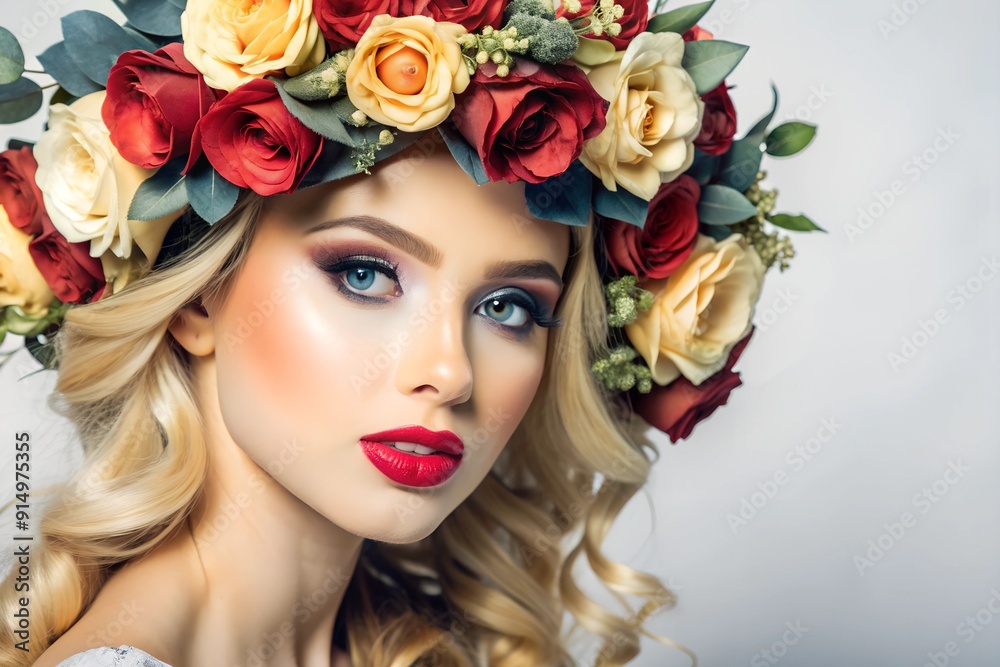portrait of a woman with flowers portrait of a woman with flowers
