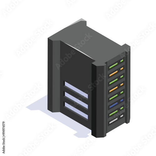 Data storage isometric icon, database, datacenter vector design
