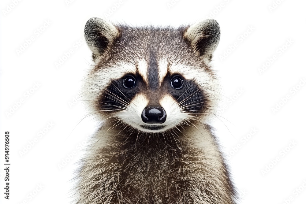Portrait of a cute funny raccoon, closeup, isolated on a white background , ai Portrait of a cute funny raccoon, closeup, isolated on a white background , ai