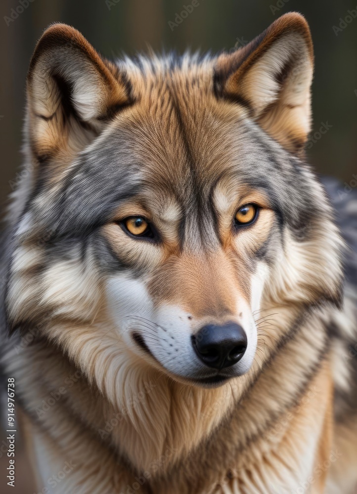 Fototapeta premium Grey Wolf (Canis lupus) Portrait, ai