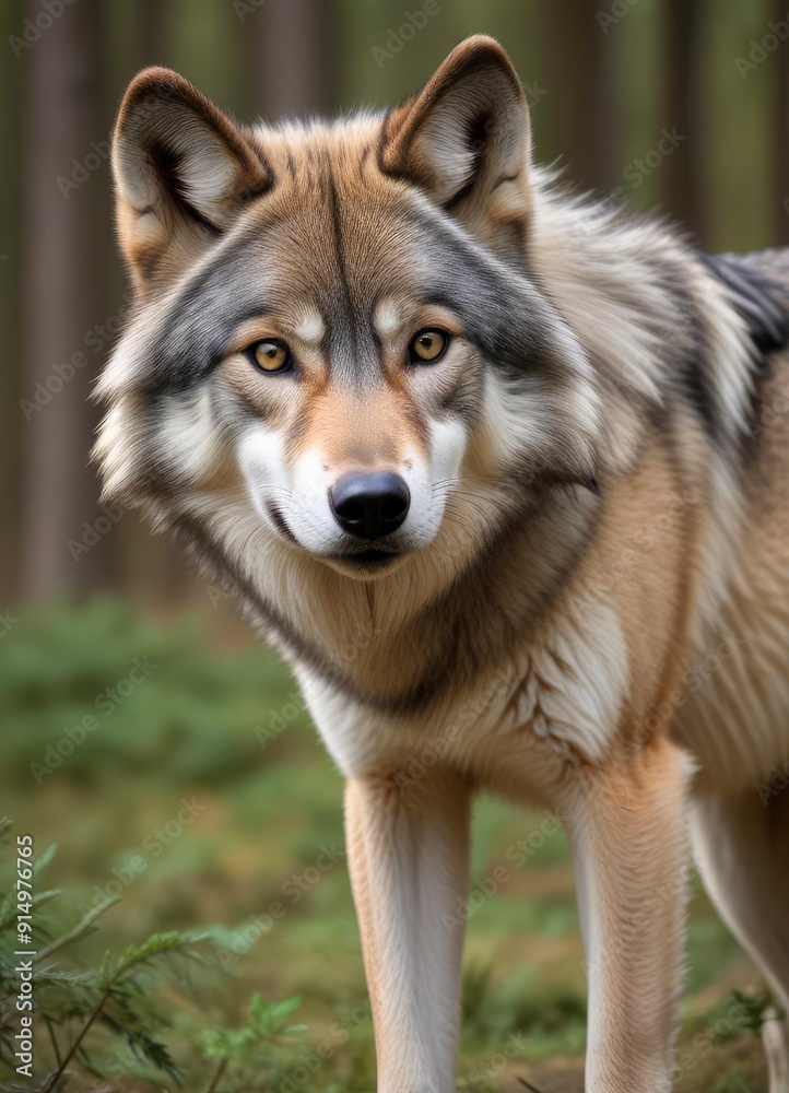 Grey Wolf (Canis lupus) Portrait, ai Grey Wolf (Canis lupus) Portrait, ai