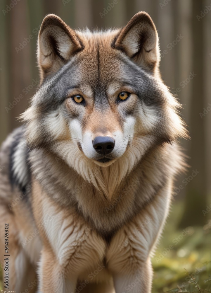 Obraz premium Grey Wolf (Canis lupus) Portrait, ai