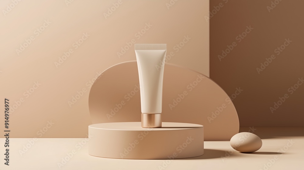 A minimalistic skincare product displayed on a neutral background with soft lighting for an aesthetic effect A minimalistic skincare product displayed on a neutral background with soft lighting for an aesthetic effect