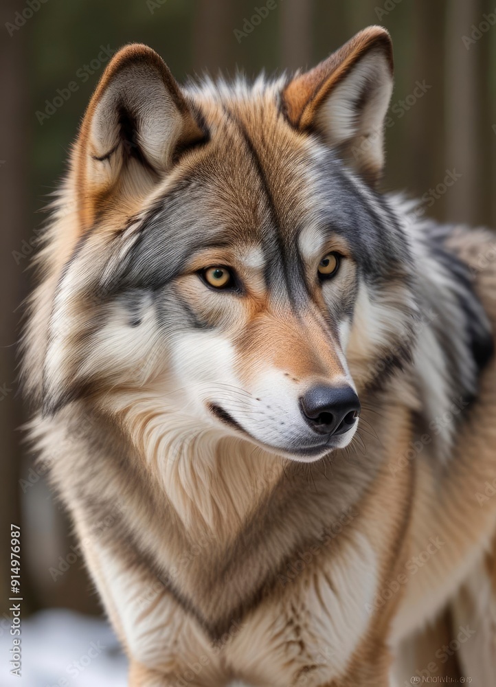 Fototapeta premium Grey Wolf (Canis lupus) Portrait, ai