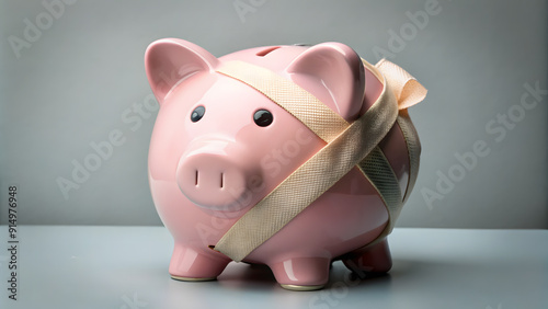 A broken piggy bank with a bandage wrapped around it, indicating a recovery or attempt to repair one's finances. This can represent the idea of fixing financial mistakes.