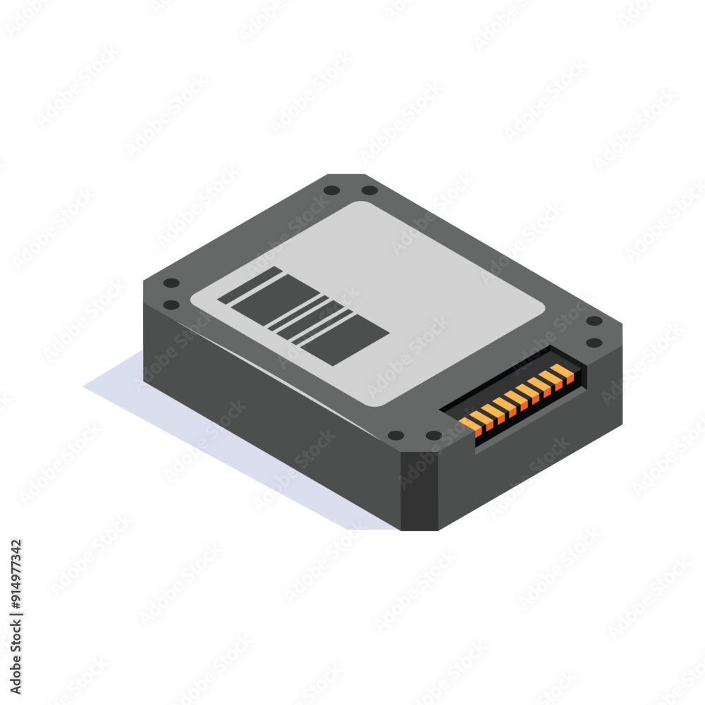 Isometric SSD icon, solid state drive storage for fast, reliable data access Isometric SSD icon, solid state drive storage for fast, reliable data access