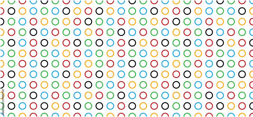 Abstract background with colored circle seamless pattern isolated on white bg