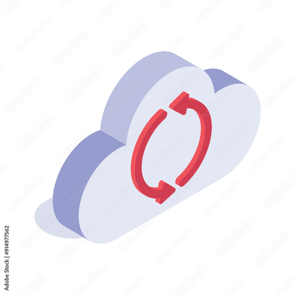 Cloud with arrows, cloud sync in modern isometric style Cloud with arrows, cloud sync in modern isometric style