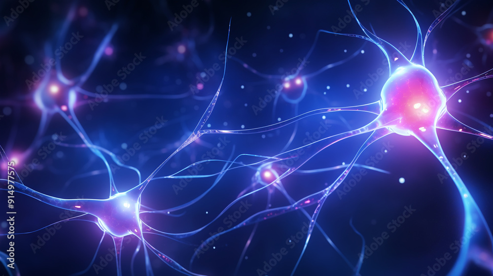 Neurons and nervous system. Nerve cells background with copy space