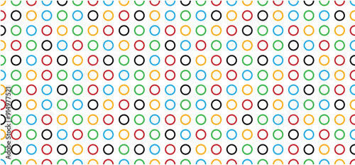 Abstract background with colored circle seamless pattern isolated on white bg