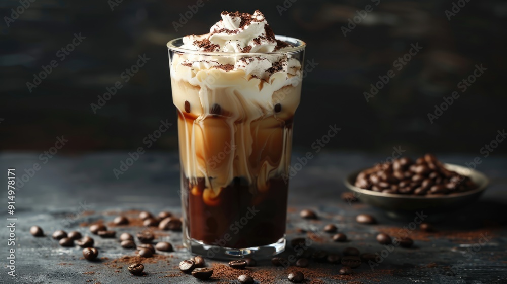 Decadent Iced Coffee with Whipped Cream and Chocolate Shavings Decadent Iced Coffee with Whipped Cream and Chocolate Shavings