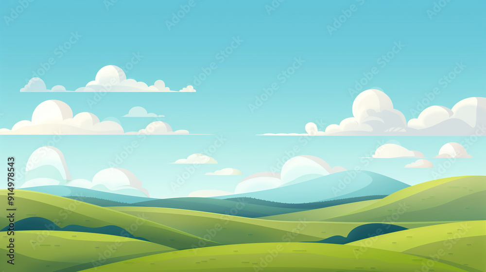 Tranquil Mountain Scenery with Rolling Hills, Clear Sky, and Soft Clouds - Minimalist Nature Art Tranquil Mountain Scenery with Rolling Hills, Clear Sky, and Soft Clouds - Minimalist Nature Art