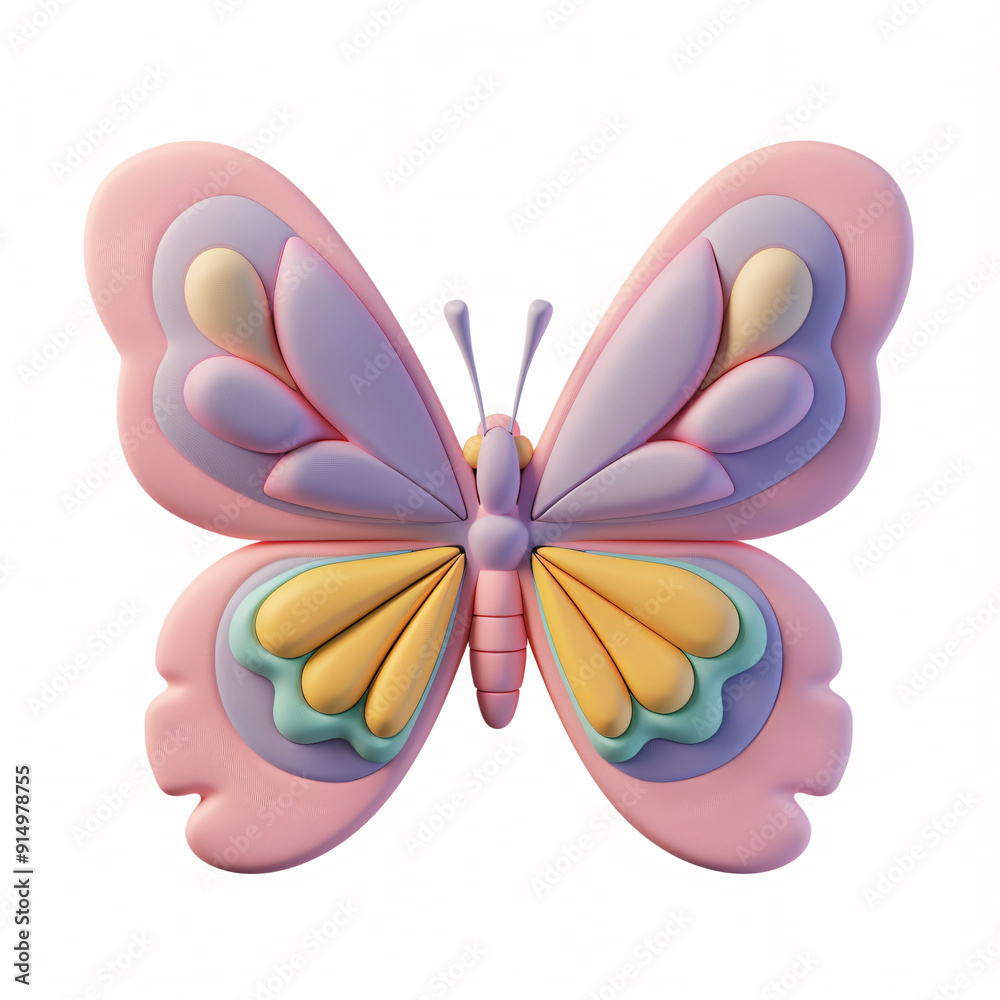 3d render icon of Butterfly cartoon plastic 3d clay 3d render icon of Butterfly cartoon plastic 3d clay