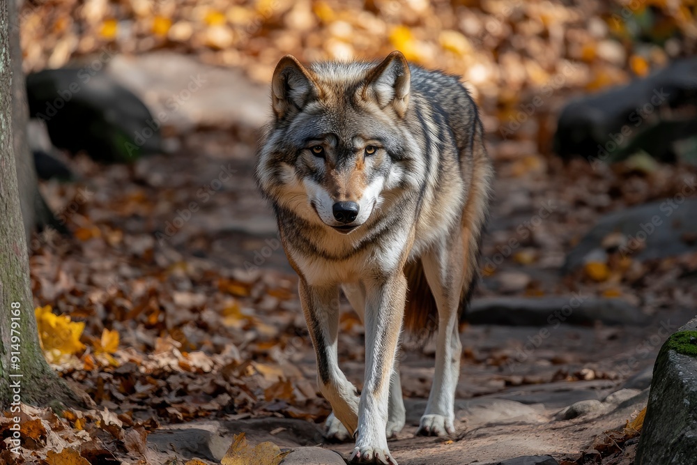 Fototapeta premium A grey wolf Canis lupus , ai