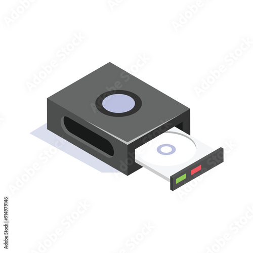 Isometric CD ROM icon, ideal for media, storage, and retro technology themed designs