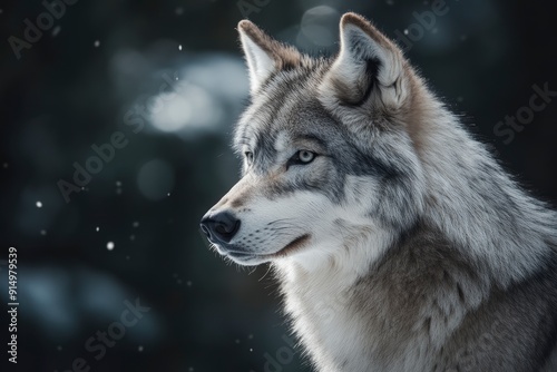 A grey wolf Canis lupus , ai