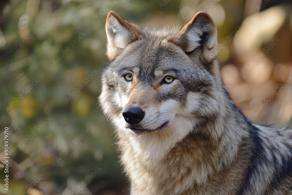 A grey wolf Canis lupus , ai A grey wolf Canis lupus , ai