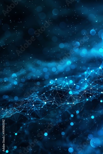 Abstract Digital Waves in Blue and Green Hues