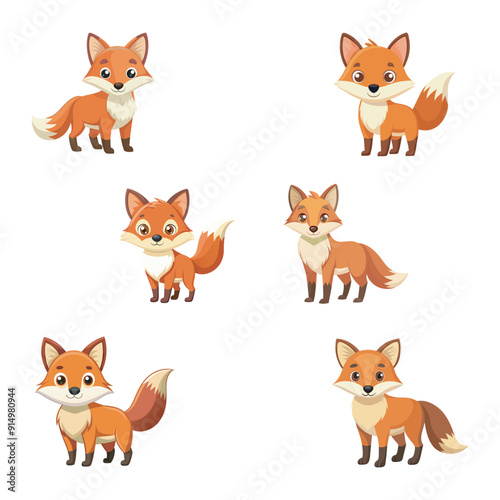 set of cartoon fox