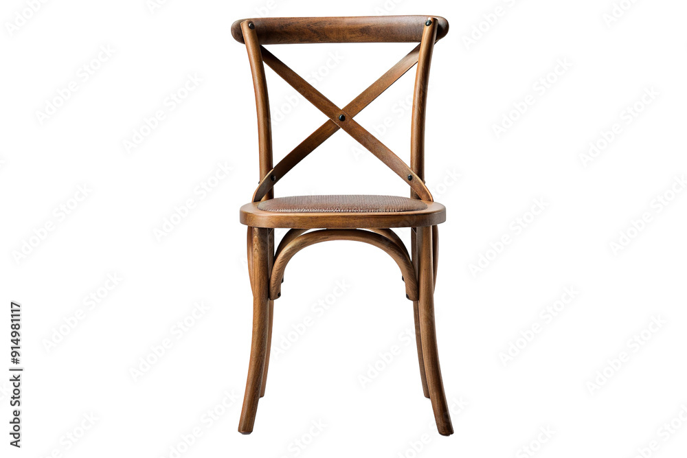 Elegant Cross-Back Wooden Chair Displayed in a Cozy Rustic Room Surrounded by Warm Lighting and Vintage Decor on Transparent PNG Background. Elegant Cross-Back Wooden Chair Displayed in a Cozy Rustic Room Surrounded by Warm Lighting and Vintage Decor on Transparent PNG Background.